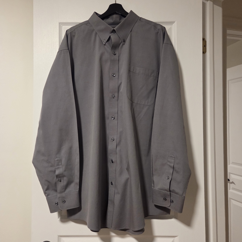 Denver Hayes Men’s Gray Button-Down Shirt – Size 19 - 19.5 Neck, Long Sleeve